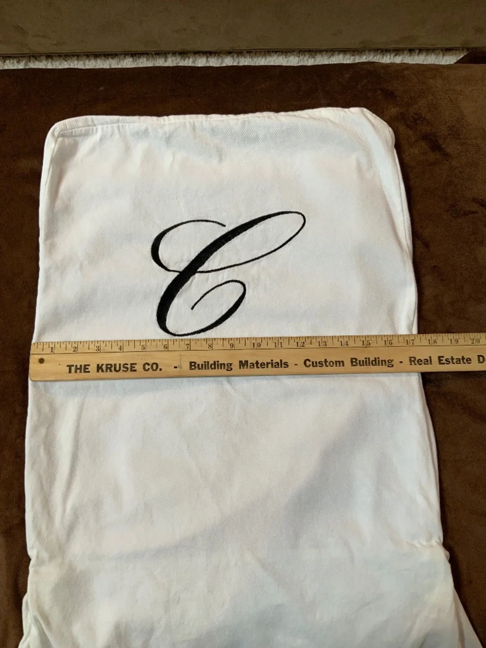 Chair Cover White Black Embroidered C on back Cotton Coastal Cottagecore Wedding